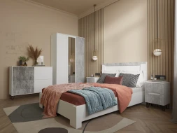 Модульная спальня Ливерпуль, белый/бетон светлый